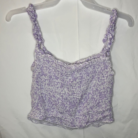 lavender & white sleeveless crop top - Picture 1 of 2